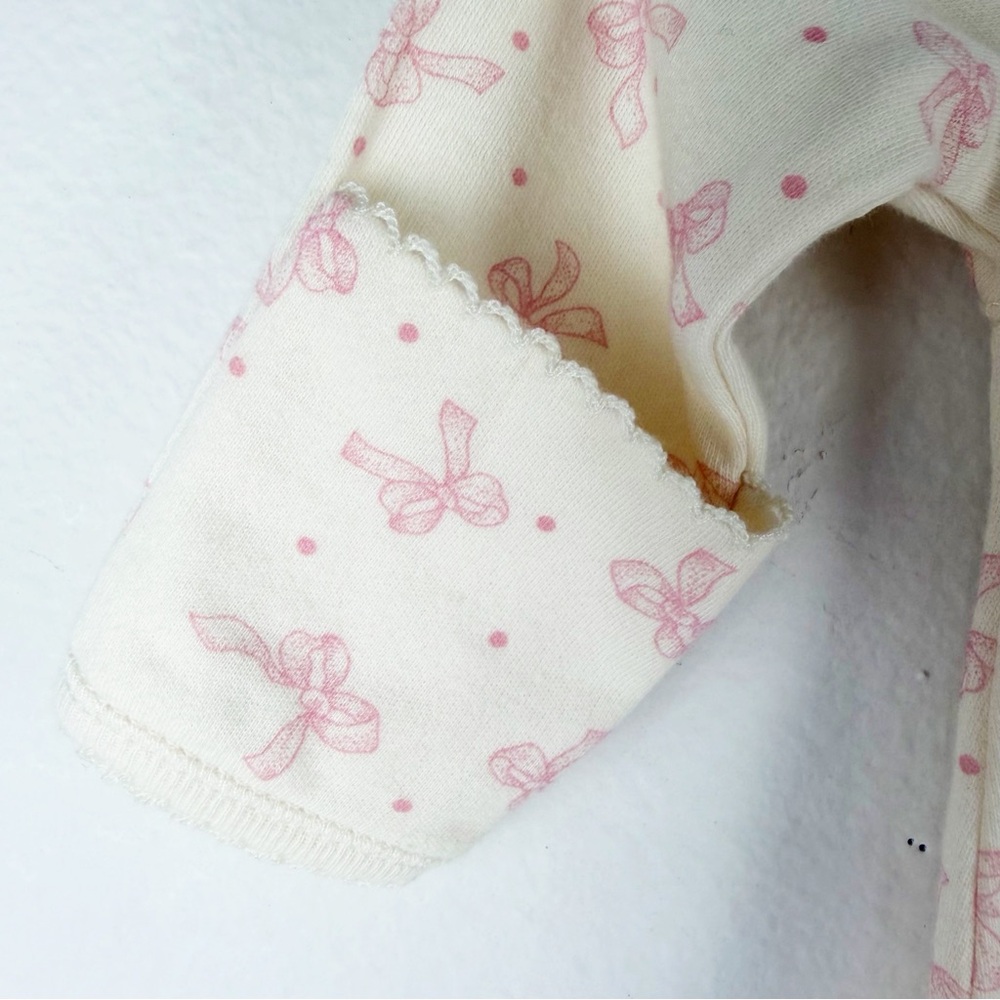 Baby Gap Convertible Infant Gown Pink Bows Print Cotton Size 0-3 Months - Picture 7 of 12